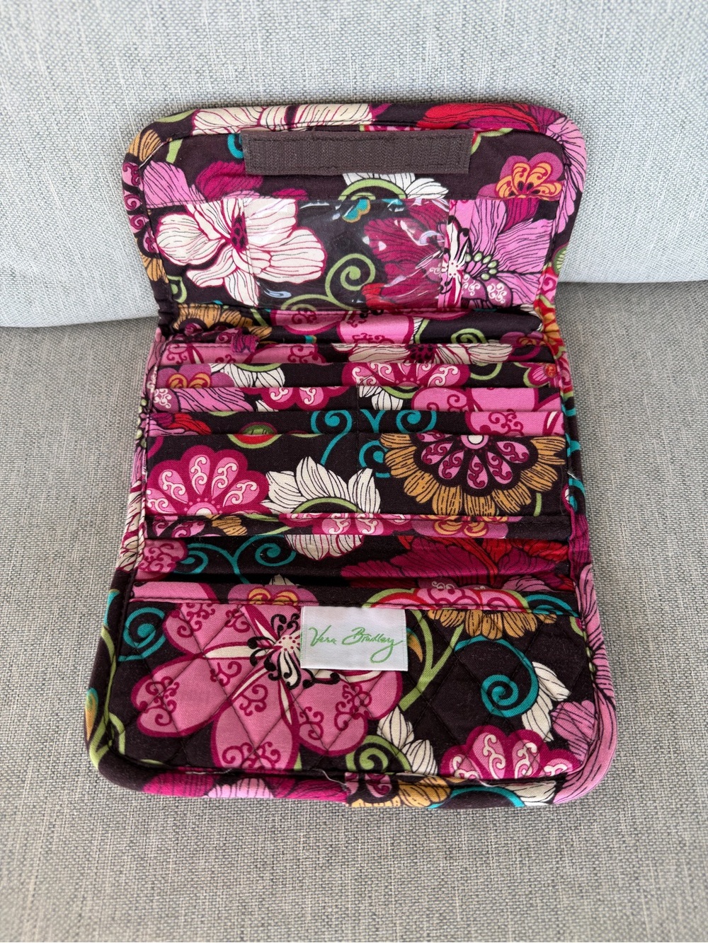 Vera Bradley Mod Floral Pink Euro Checkbook Wallet Quilted Cotton